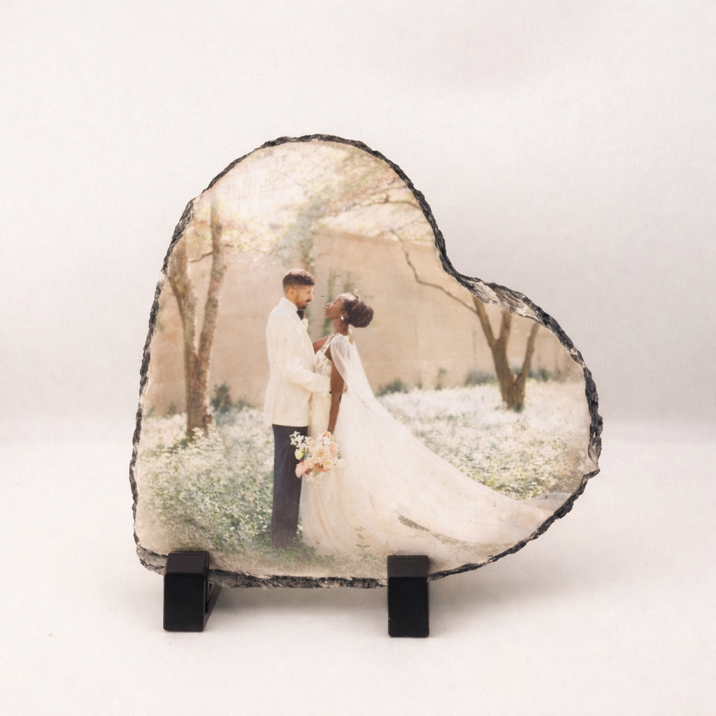 Personalised Heart Photo Slate | Custom Photo Gift | 15 x 15cm