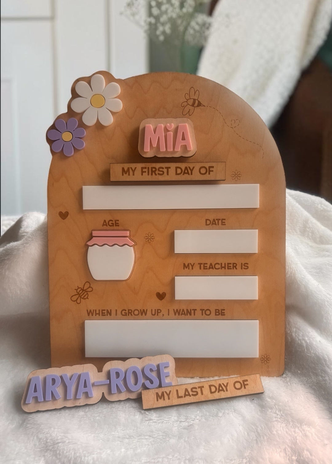 Personalised First & Last Day School Board | Reusable School Photo Prop | With Interchangeable Names