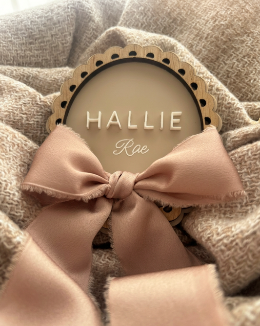 Personalised Baby Name Plaque with Bow