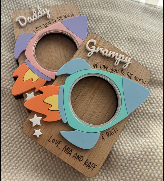 Personalised Rocket Photo Fridge Magnet | Love you to the moon & back