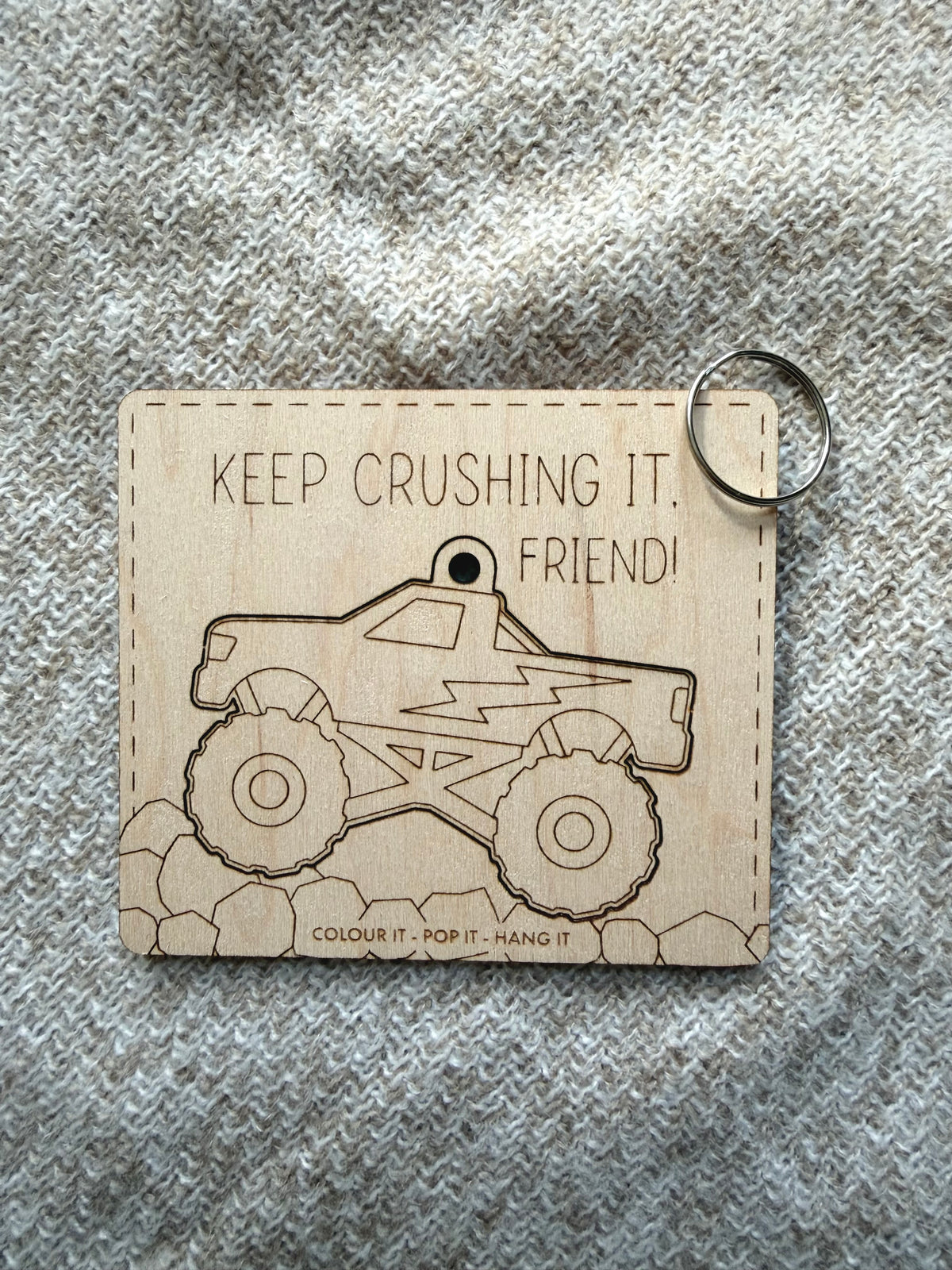 Colour Your Own Monster Truck Wooden Hanging Plaque