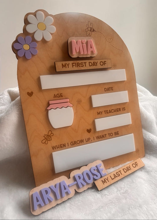 Personalised First & Last Day School Board | Reusable School Photo Prop | With Interchangeable Names