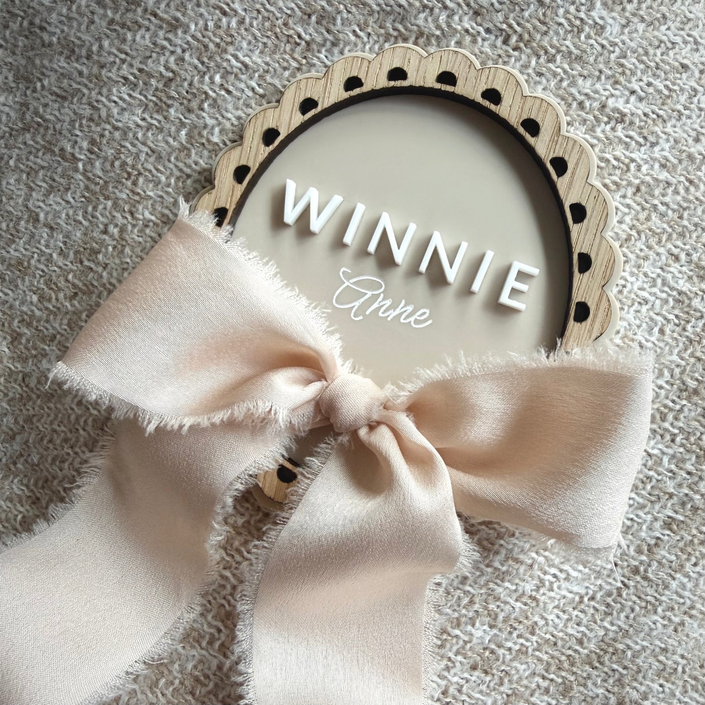 Personalised Baby Name Plaque with Bow