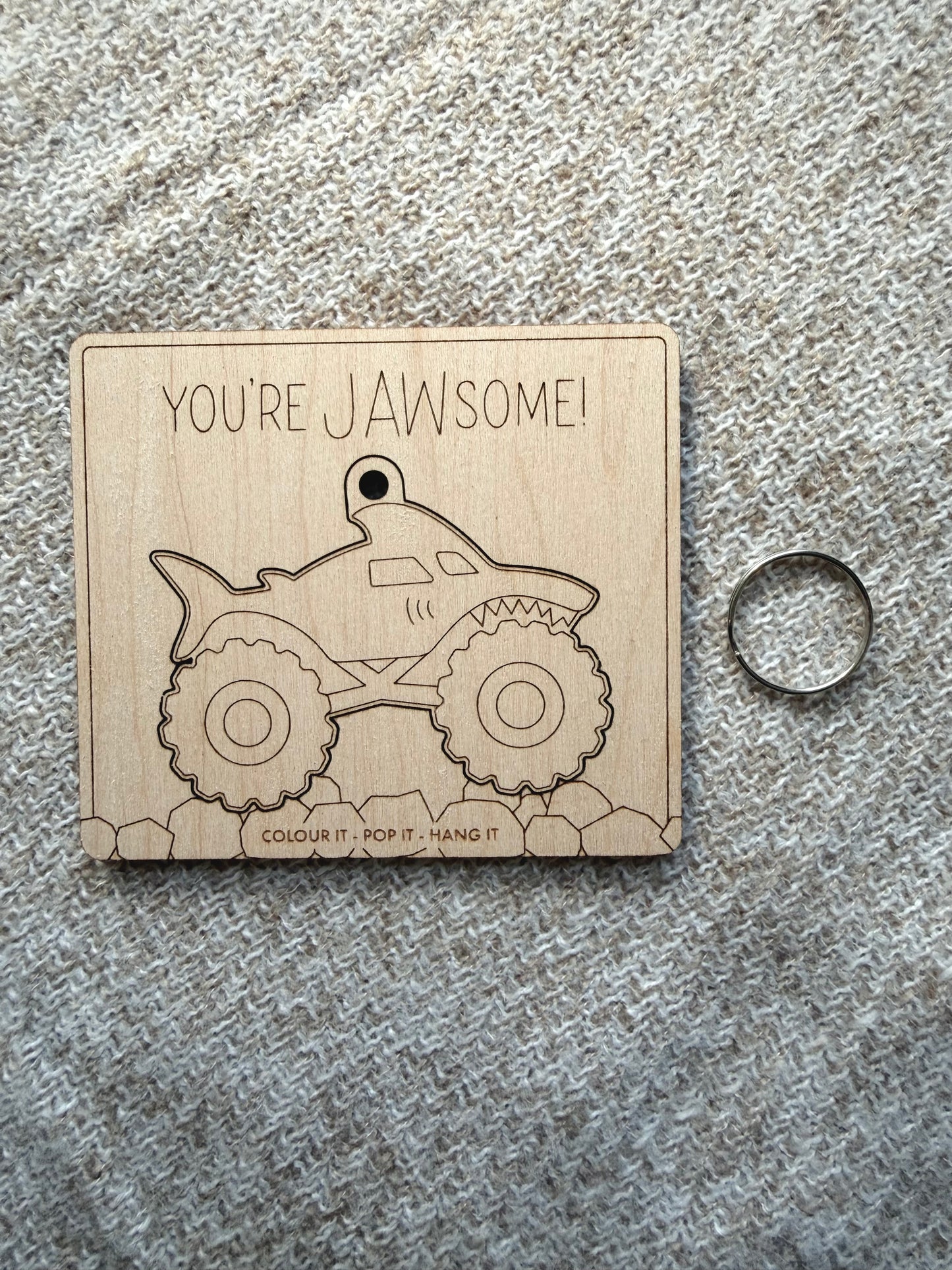 Colour Your Own Monster Truck Wooden Hanging Plaque