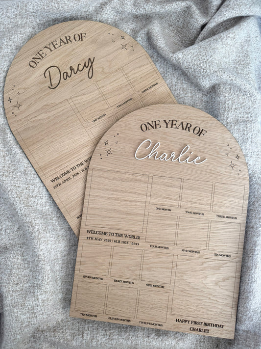 Personalised First Year Photo Board
