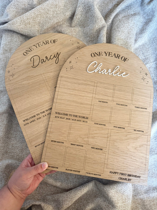 Personalised First Year Photo Board