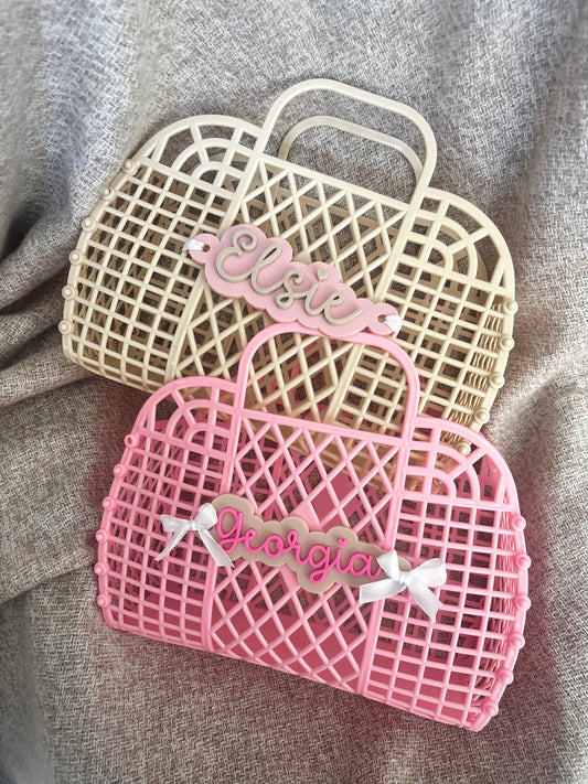 Personalised Jelly Basket | Children's Beach Bag with Name Ta