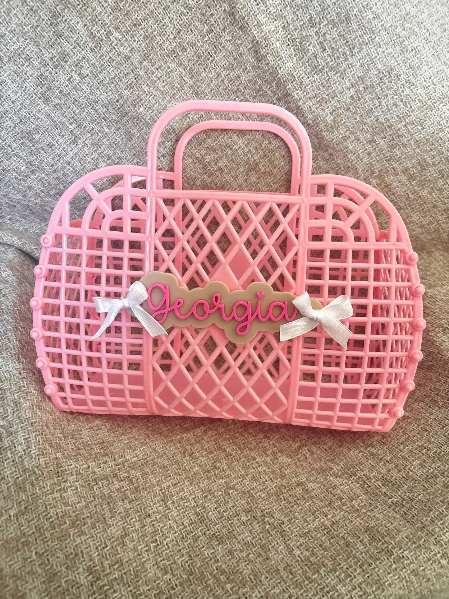 Personalised Jelly Basket | Children's Beach Bag with Name Ta