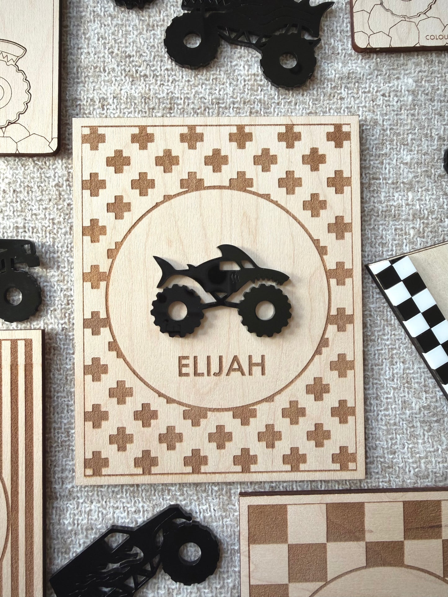 Personalised Monster Truck Wooden Name Sign