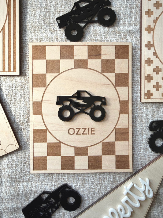 Personalised Monster Truck Wooden Name Sign