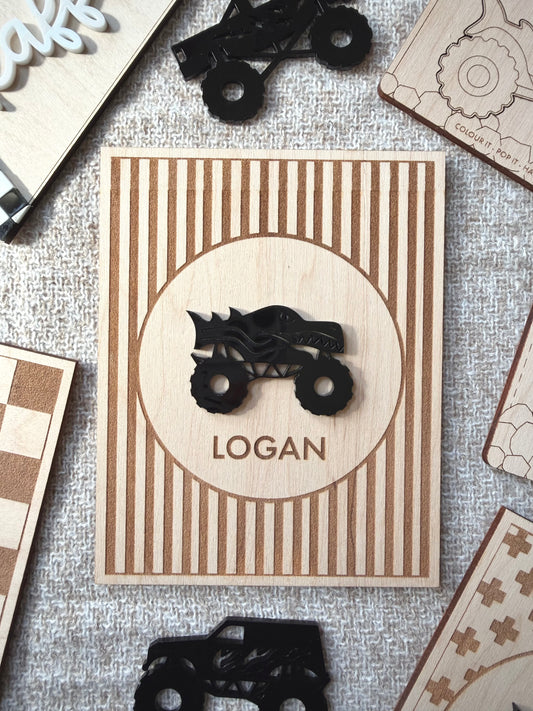 Personalised Monster Truck Wooden Name Sign