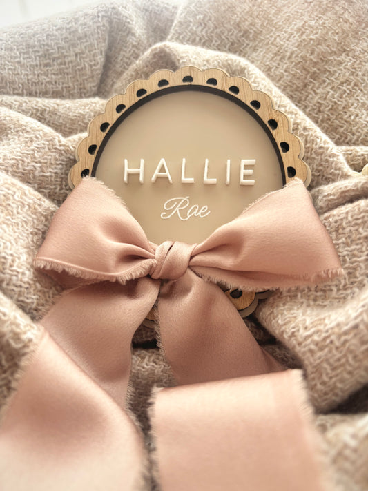 Personalised Baby Name Plaque with Bow