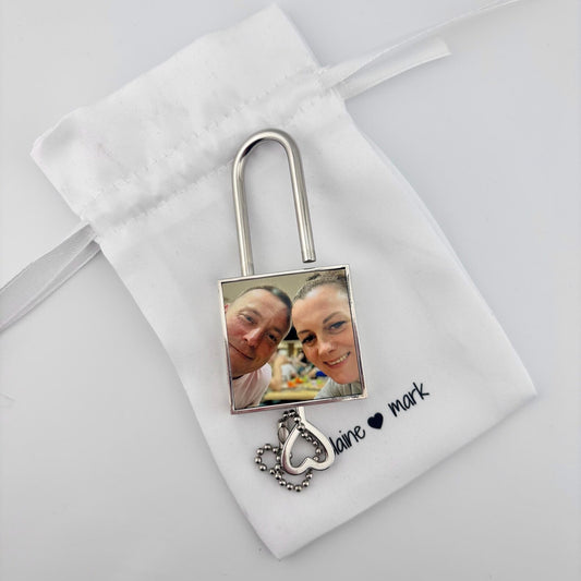 Personalised Photo Love Lock Padlock with Working Key